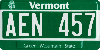 VT license plate AEN457