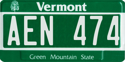 VT license plate AEN474