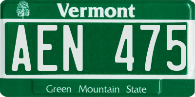 VT license plate AEN475