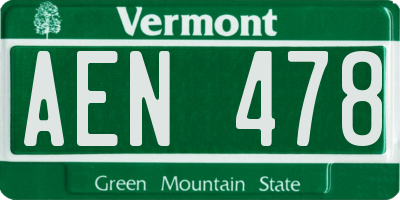 VT license plate AEN478