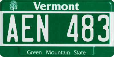 VT license plate AEN483
