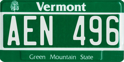 VT license plate AEN496