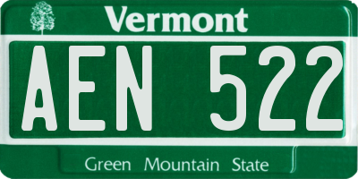 VT license plate AEN522