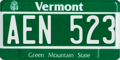 VT license plate AEN523