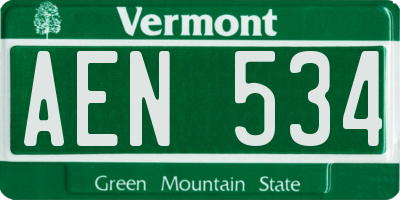 VT license plate AEN534