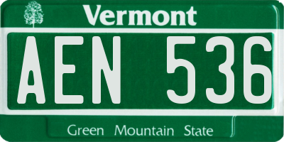 VT license plate AEN536