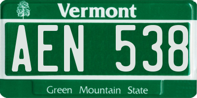 VT license plate AEN538