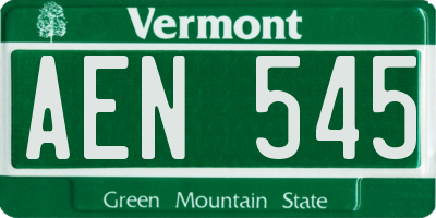VT license plate AEN545