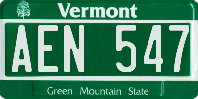 VT license plate AEN547