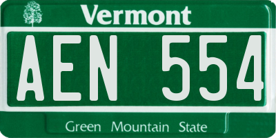 VT license plate AEN554