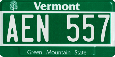 VT license plate AEN557