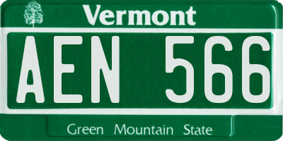 VT license plate AEN566