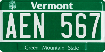 VT license plate AEN567