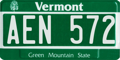 VT license plate AEN572