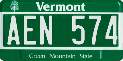 VT license plate AEN574