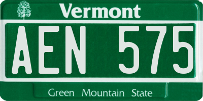 VT license plate AEN575