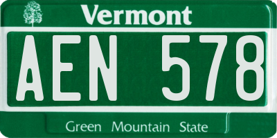VT license plate AEN578