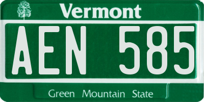 VT license plate AEN585