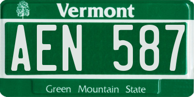 VT license plate AEN587