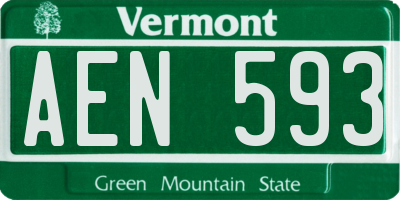 VT license plate AEN593