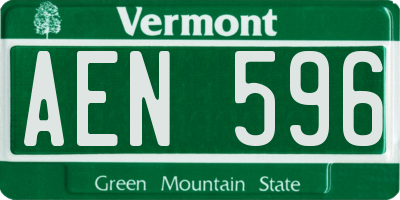 VT license plate AEN596