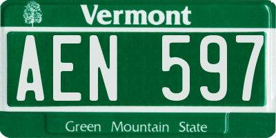 VT license plate AEN597