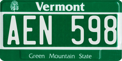 VT license plate AEN598