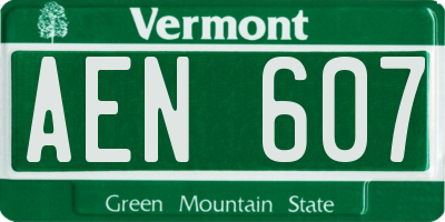 VT license plate AEN607