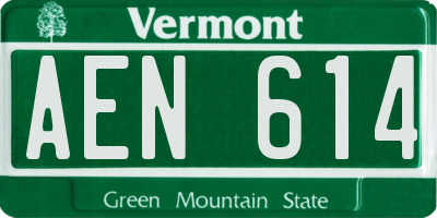 VT license plate AEN614