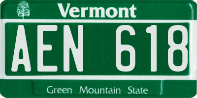 VT license plate AEN618