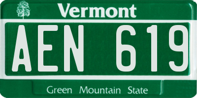 VT license plate AEN619