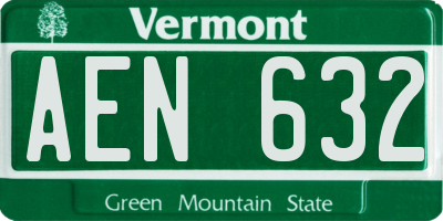 VT license plate AEN632