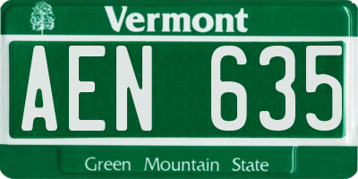 VT license plate AEN635