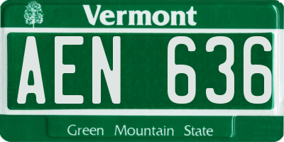 VT license plate AEN636
