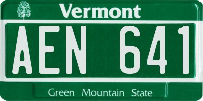 VT license plate AEN641