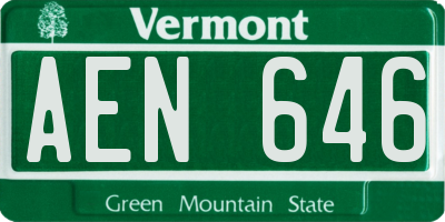VT license plate AEN646