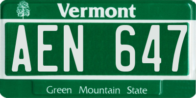 VT license plate AEN647
