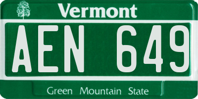 VT license plate AEN649