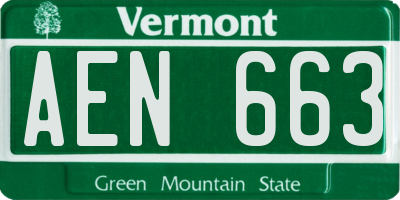 VT license plate AEN663
