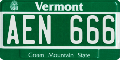VT license plate AEN666