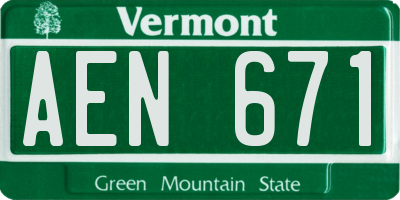 VT license plate AEN671