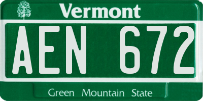 VT license plate AEN672