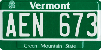 VT license plate AEN673