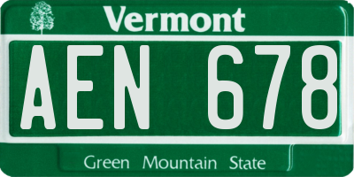 VT license plate AEN678
