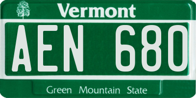 VT license plate AEN680