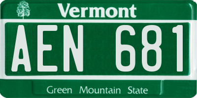 VT license plate AEN681