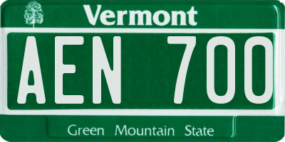 VT license plate AEN700