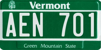 VT license plate AEN701