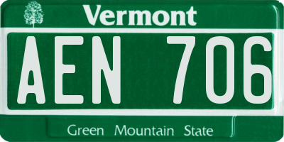VT license plate AEN706