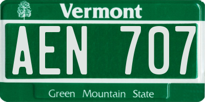 VT license plate AEN707